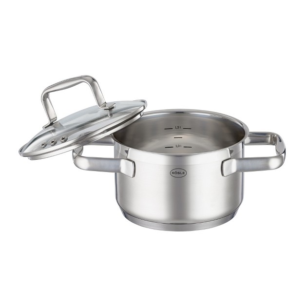 Rosle Charm Series High Casserole Pot With Tempered Glass Lid 6 In