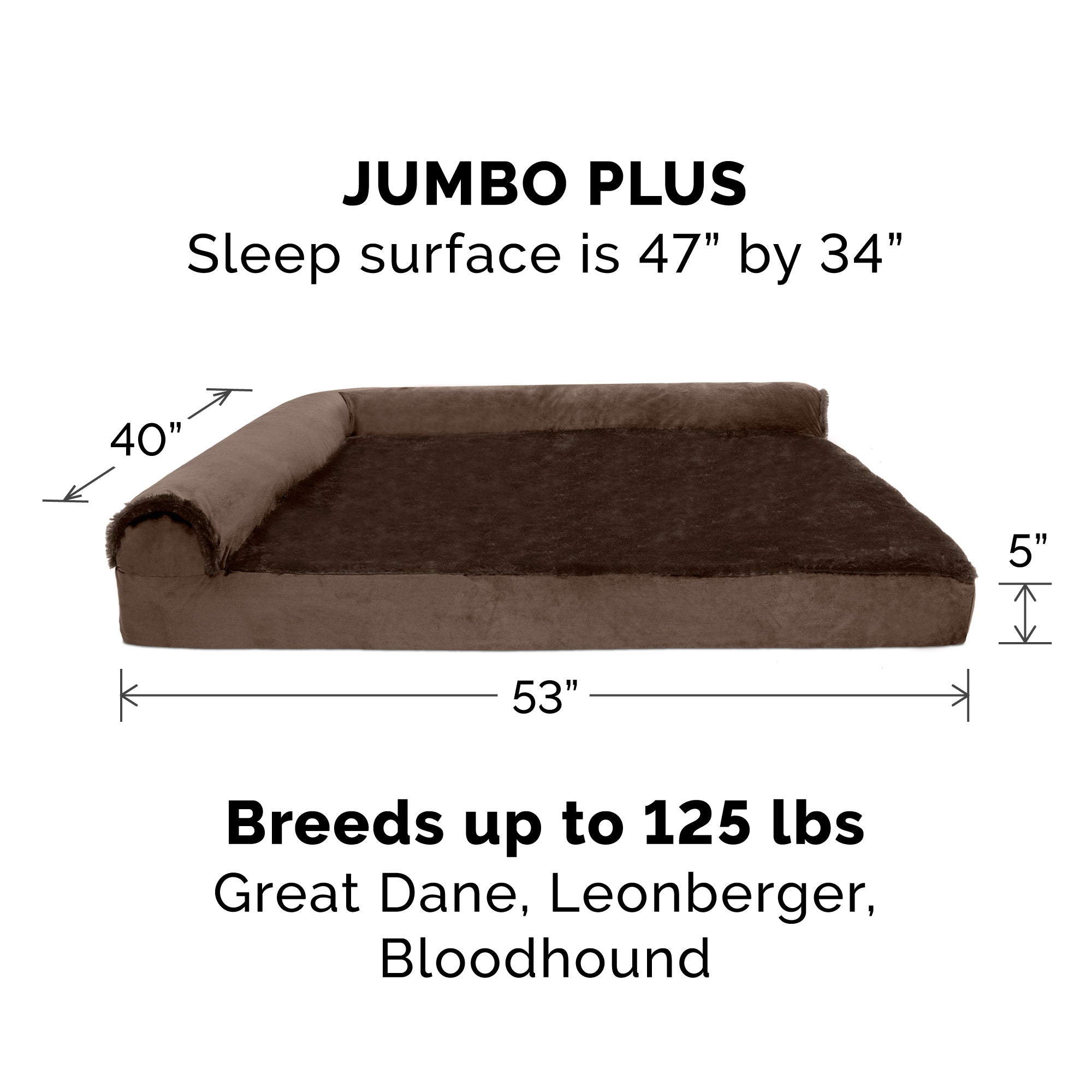 FurHaven Pet Products | Deluxe Orthopedic Plush & Velvet L-Shaped Chaise Couch Pet Bed for Dogs & Cats, Sable Brown, Jumbo Plus