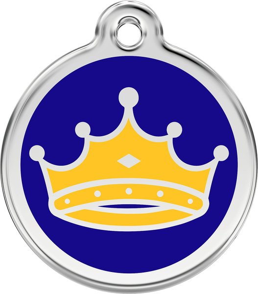 Red Dingo King's Crown Stainless Steel Personalized Dog and Cat ID Tag， Blue