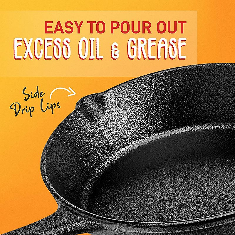 NutriChef Non Stick Pre Seasoned Cast Iron Skillet Frying Pan， 3 Piece Set