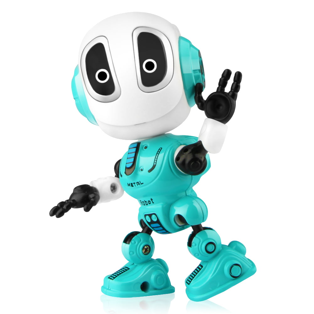 Growsly Rechargeable Talking Robots Toys for Kids - Metal Robot Kit with Sound and Touch Sensitive Led Eyes Flexible Body， Interactive Educational Gift Toys for 3 4 5 6 7 Year Old Boys， Girls Blue