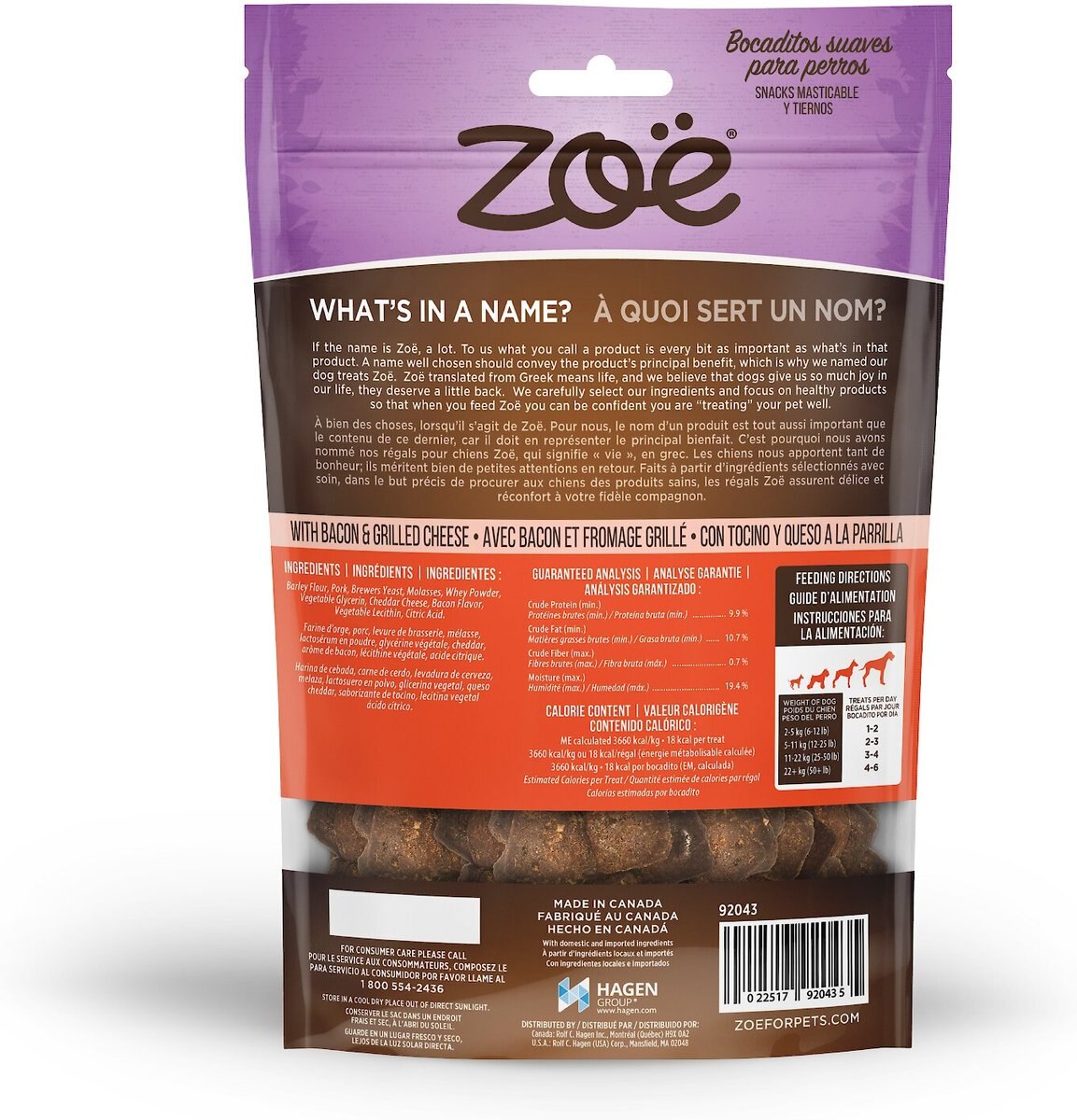 Zoe Tender Chunks Cheese and Bacon Grain-Free Dog Treats