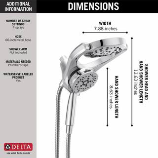 Delta HydroRain 4-Spray Patterns 1.75 GPM 6 in. Wall Mount Dual Shower Heads in Chrome 75699