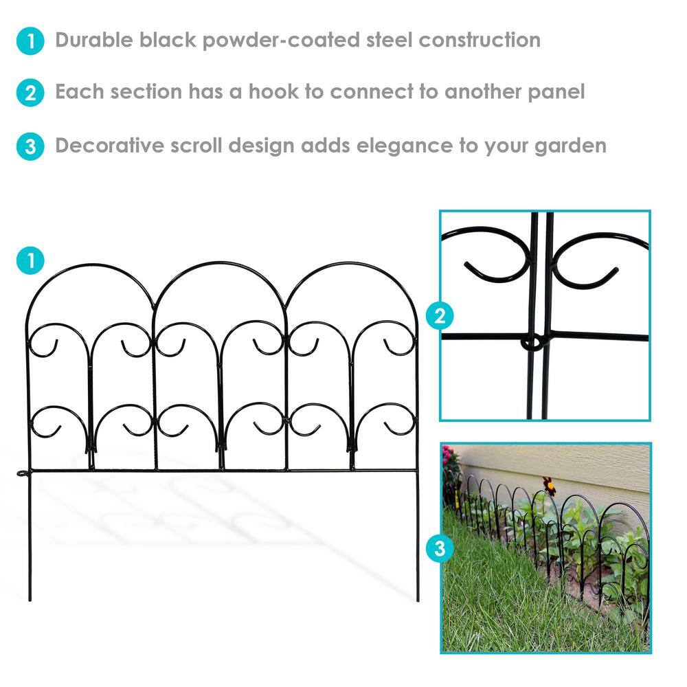 Sunnydaze Decor Victorian 18 in. W x 16 in. H Steel Wire Garden Fence (5-Pack) HMI-615