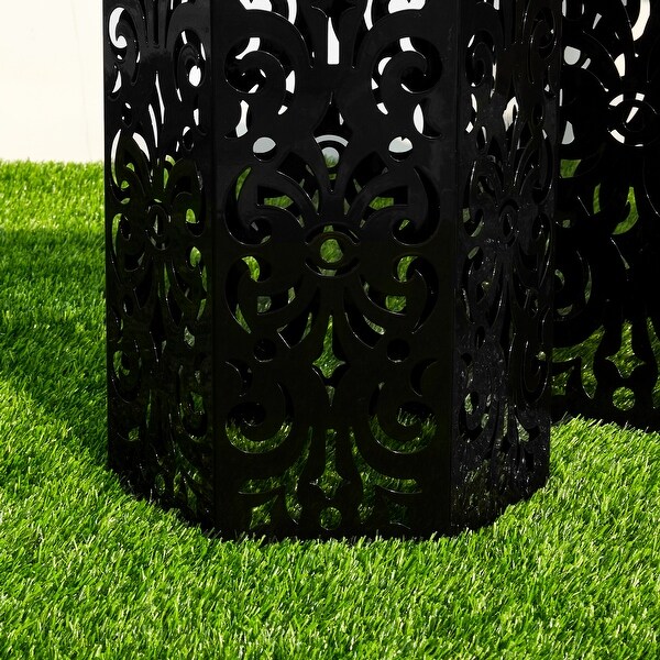 Glitzhome Set of 2 Iron Floral Pattern Outdoor Table Garden Stool