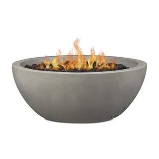 JENSEN CO Pompton 42 in. Round Concrete Composite Natural Gas Fire Pit in Shade with Vinyl Cover 132NG-SHD