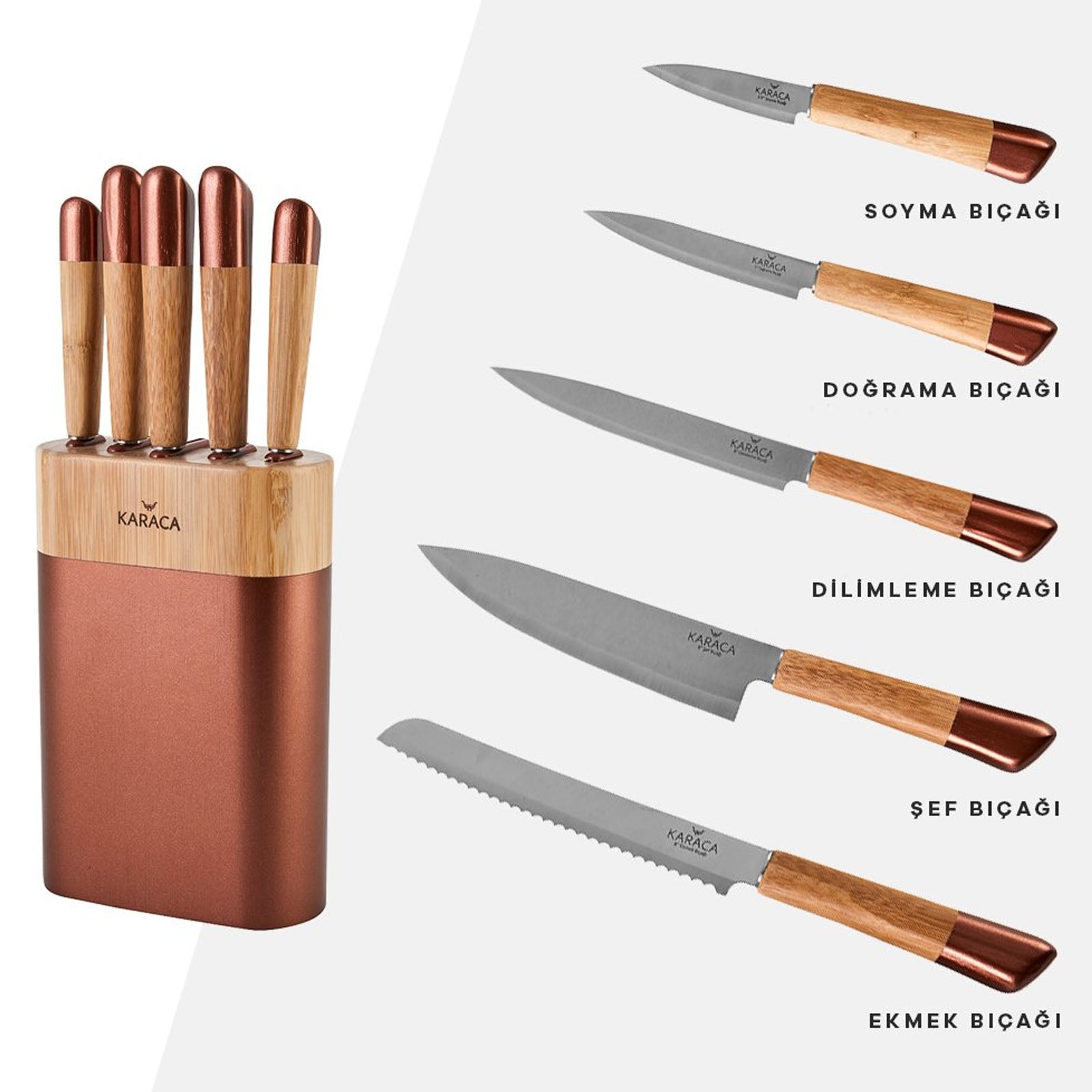 Karaca Maple Rosegold 6 Piece Knife Set 153.03.06.1454