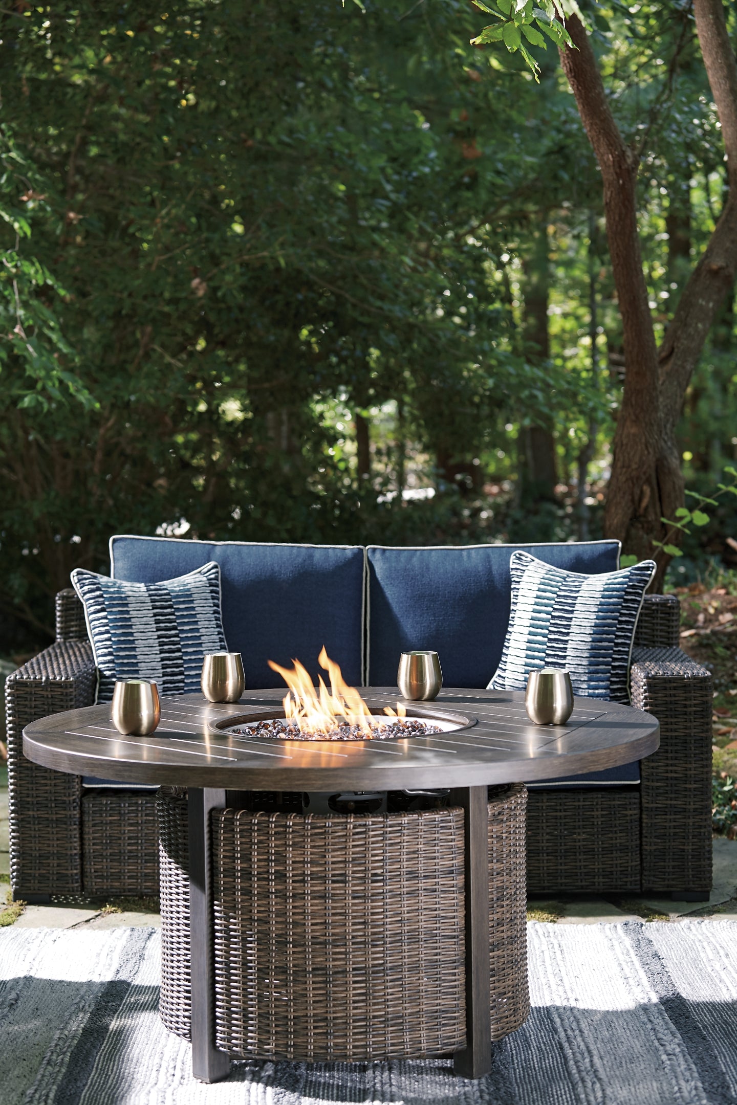 Grasson Lane Outdoor Loveseat with Fire Pit Table