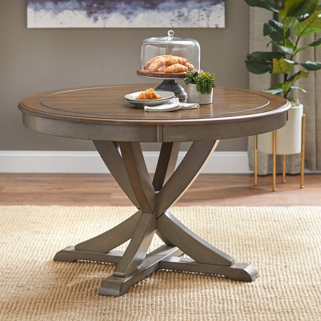 5pc Montauk Round Dining Set Gray oak Buylateral