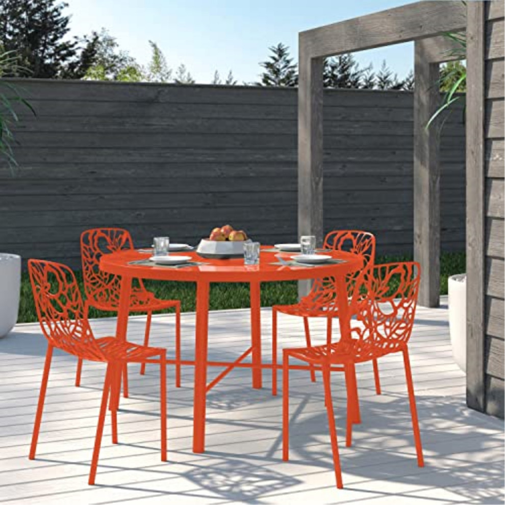 LeisureMod Modern Devon Aluminum Chair  Set of 4   Contemporary   Outdoor Dining Chairs   by Virventures  Houzz