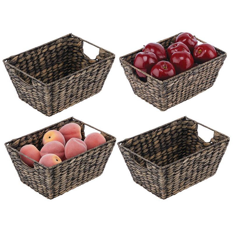 mDesign 12 x 9 x 6 Natural Hyacinth Stackable Pantry Bin Basket - 4 Pack