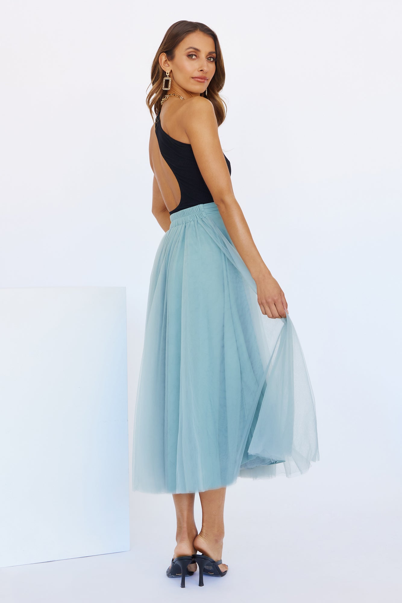 Keeping It Smart Midi Skirt Sage