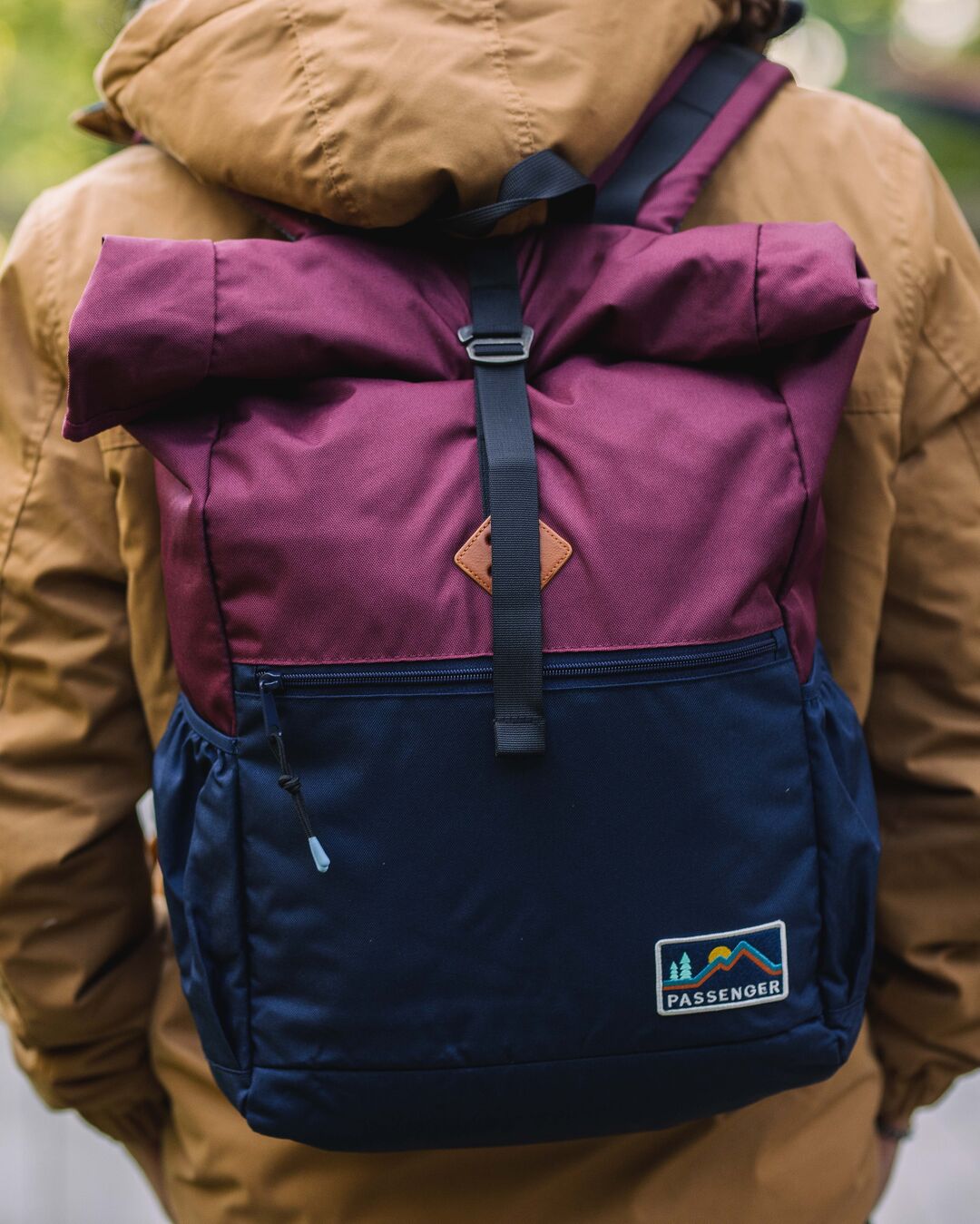 Backwoods Recycled Rolltop 32L Backpack - Navy/Burgundy