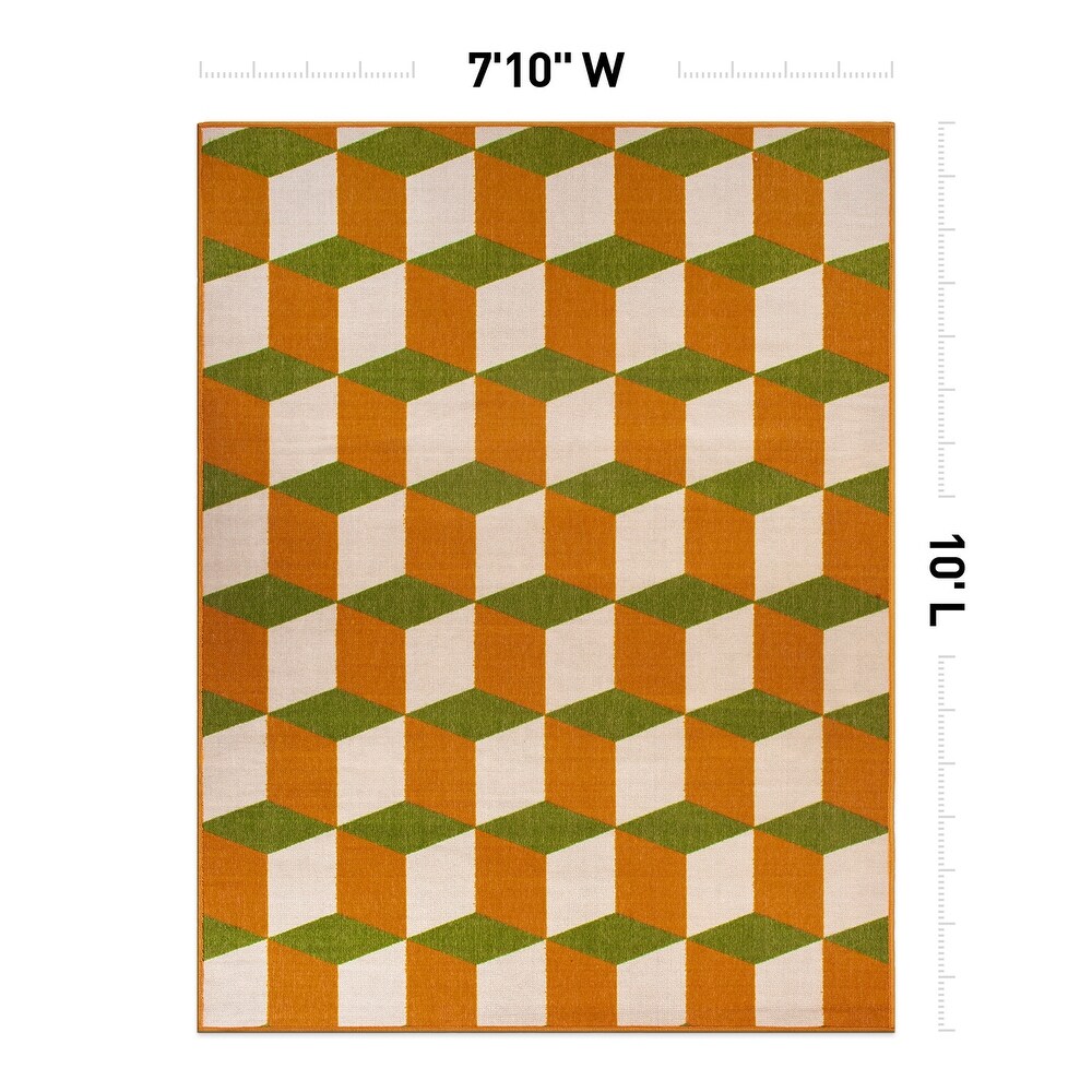 Contemporary Geometric Flatweave Indoor/Outdoor Area Rug