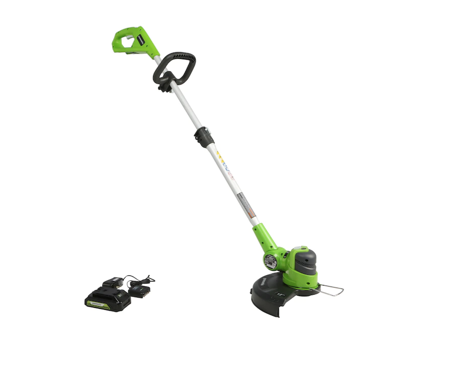 Greenworks ST24B215 24-volt 12-in Straight Cordless String Trimmer Edger Capable (Battery Included)