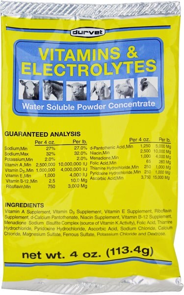 Durvet Vitamins and Electrolytes Powder Farm Animal and Horse Supplement