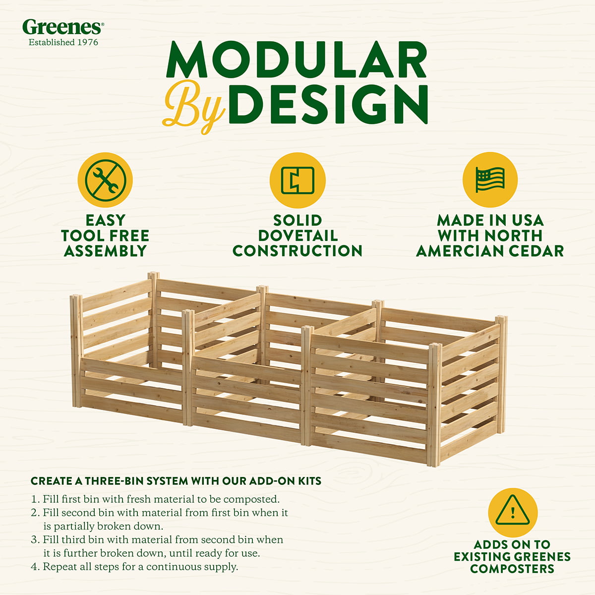 Greenes Fence Cedar Wood Composter Add-On Kit 36" x 36" x 31"