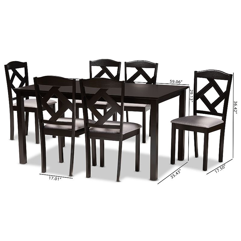 Baxton Studio Ruth Dining Table and Chair 7-piece Set