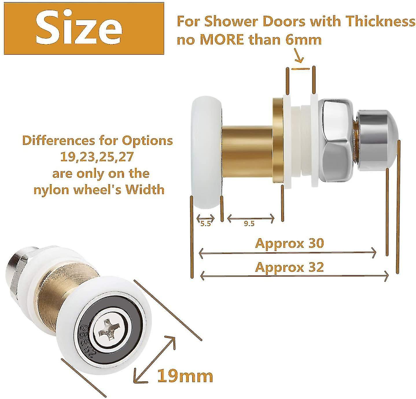 Shower Door - Roller Caster Wheel For Shower Door Sliding Rollers Door Roller Replacement Wheel 8pcs 19mm