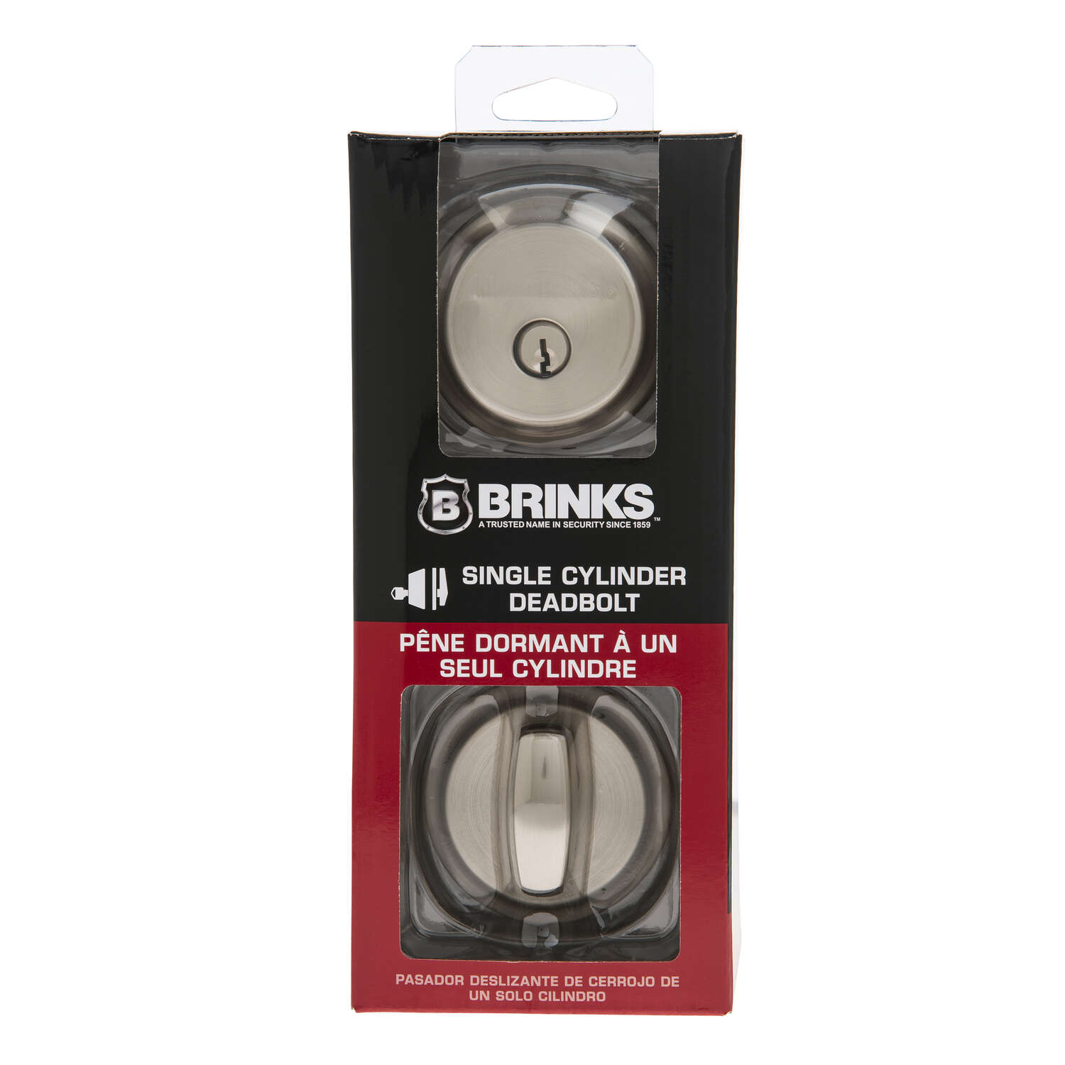 Brinks Push Pull Rotate Satin Nickel Steel Deadbolt