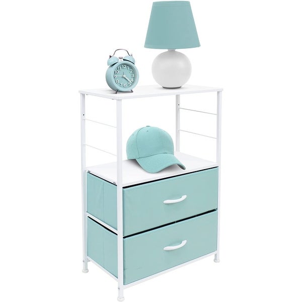 Nightstand 2-Drawer Shelf Storage - Bedside Furniture End Table Chest - - 34483811