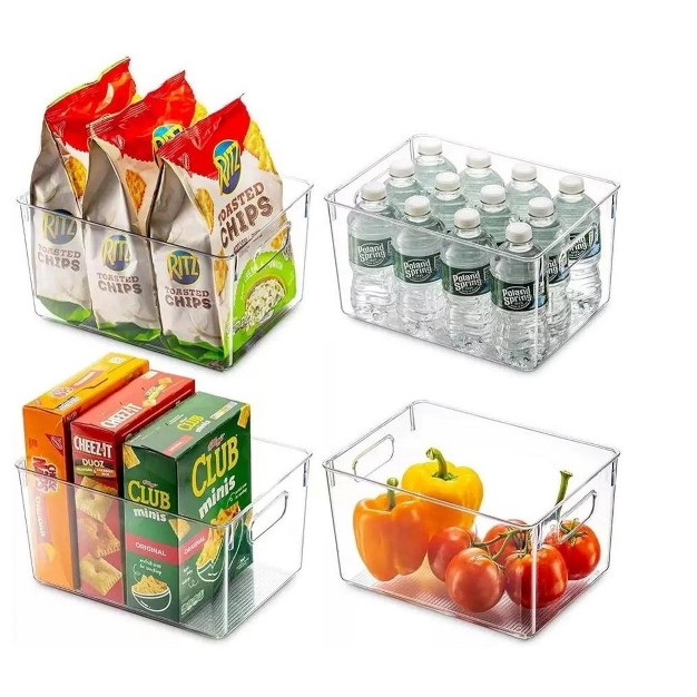 Mpm 4 Packs Transparent Plastic Bins Storage Box Deep Plastic Bins Great Organization For Home Storage Kitchen Cabine