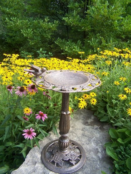 Oakland Living Handmade Metal Rose Bird Bath， Antique Bronze