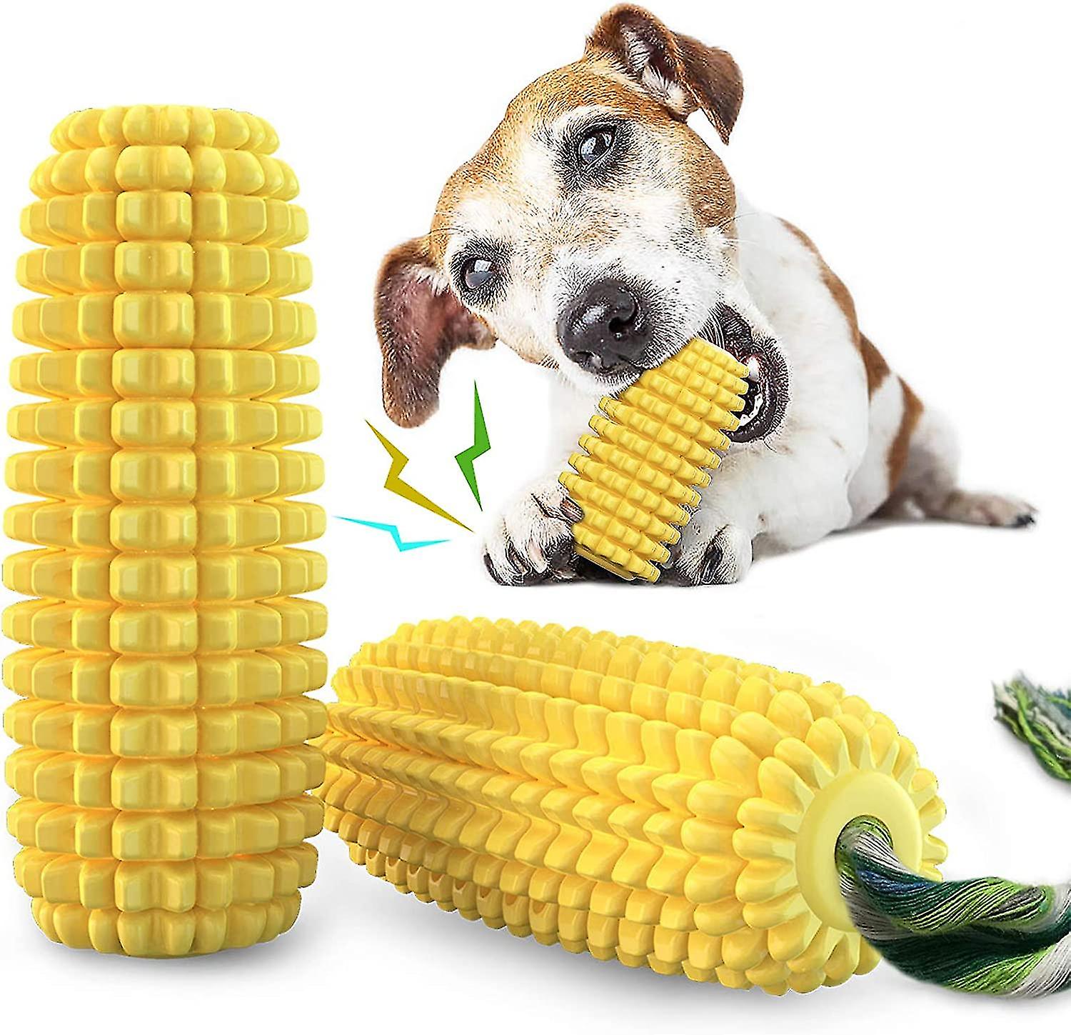 Puppy Toys， Dog Chew Toys For Aggressive Chewers Medium Large Breed， Indestructible Tough Squeaky Corn Toys For Teething Boredom(yellow)