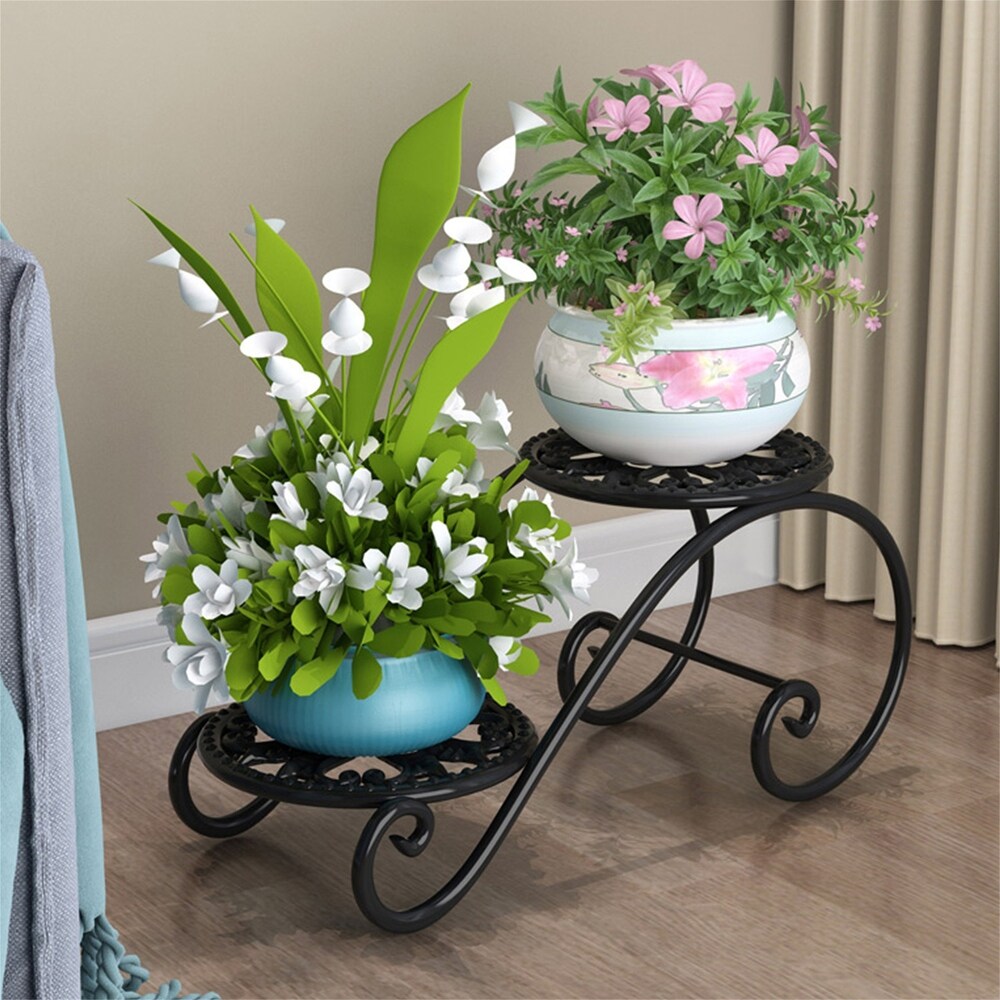 2 Tier Metal Plant Stand Storage Rack Shelf Flower Pot Holder