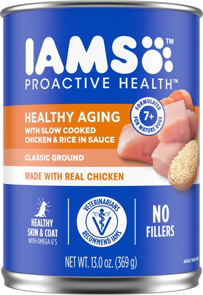 Iams ProActive Health Classic Ground with Slow Cooked Chicken and Rice Healthy Aging Senior Wet Dog Food