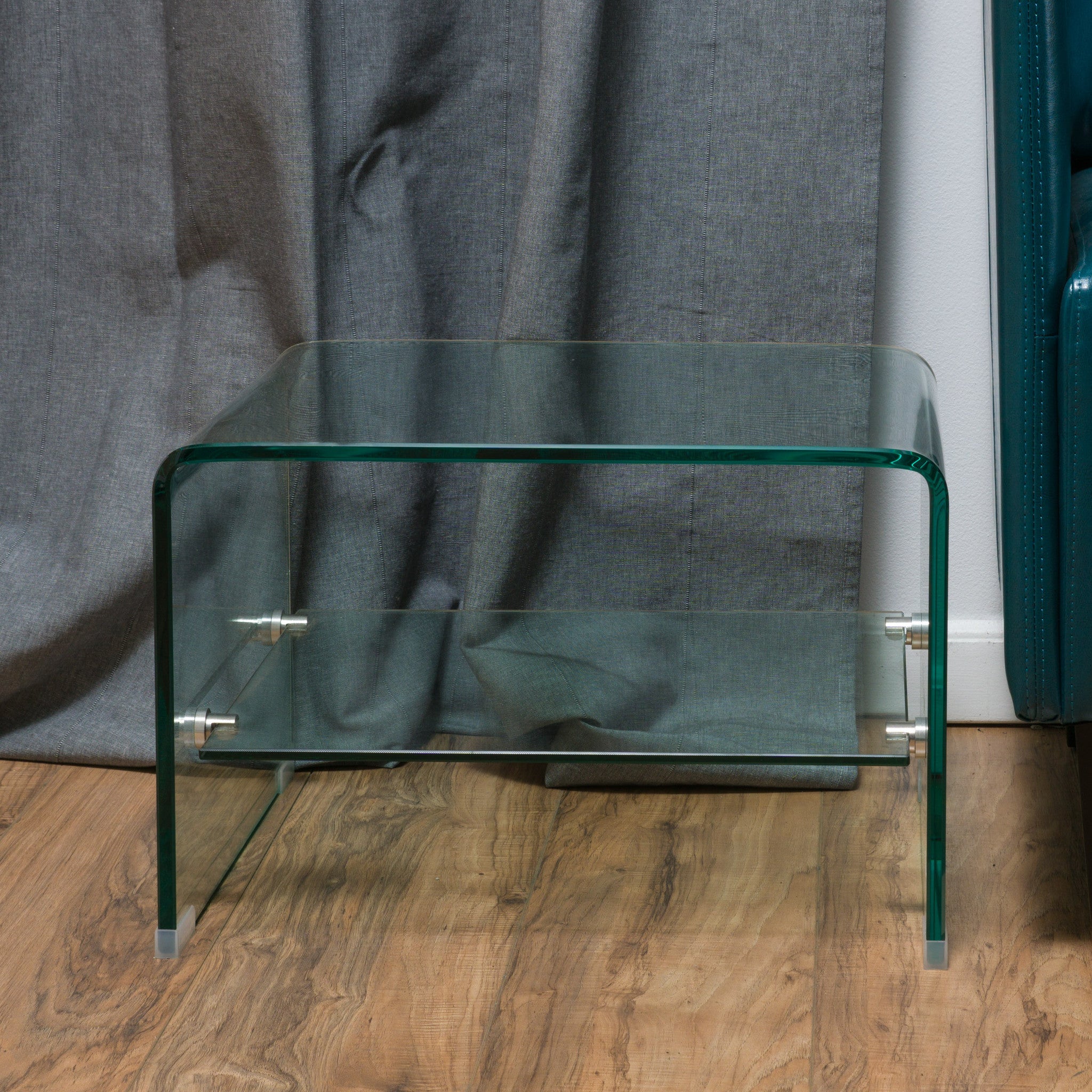 Classon See Through Clear Waterfall Glass End Table