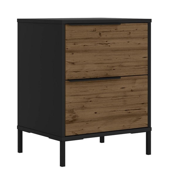 Wood and Metal Office Accent Storage Cabinet with 2 Drawers - - 37316413