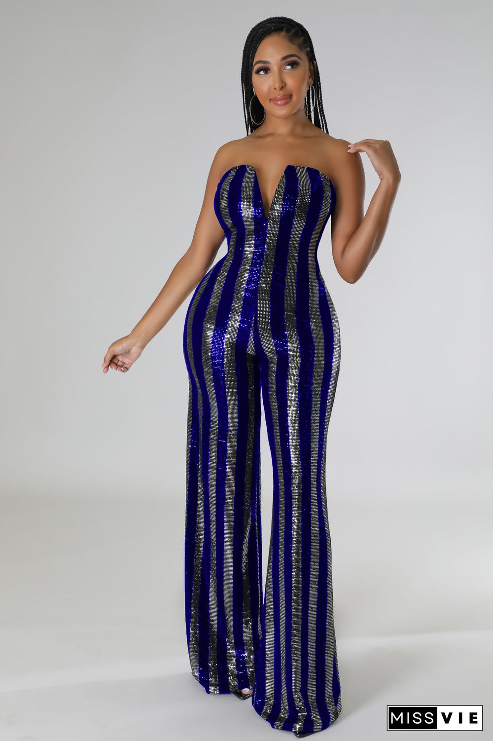 New Sequin Tube Top Sexy Nightclub Jumpsuit