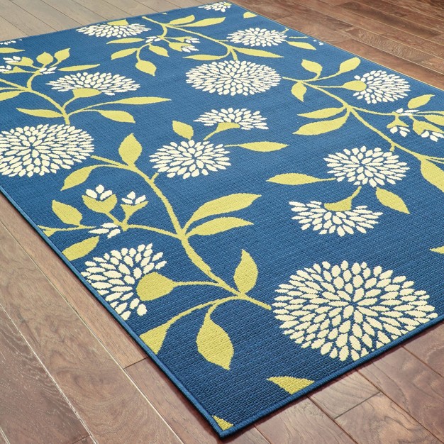 Cozumel Floral Patio Rug Blue green