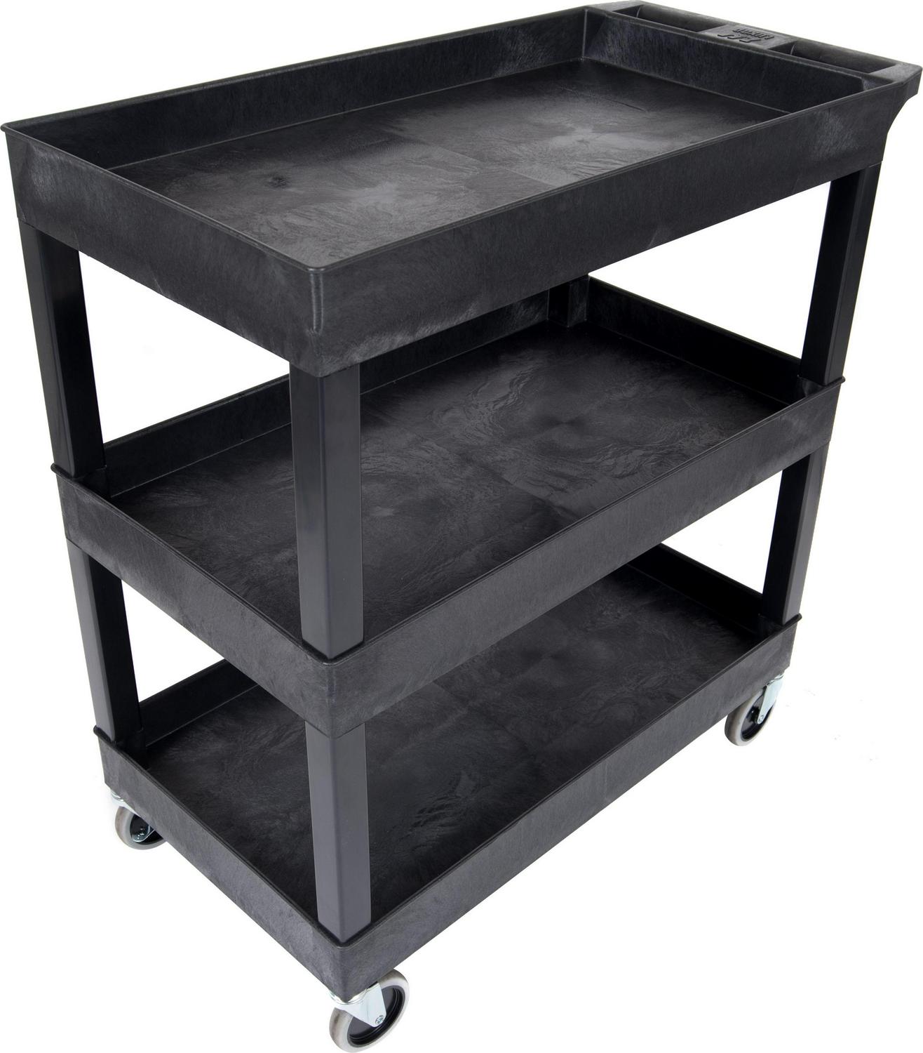 Luxor EC111B 32  x 18  3 Tub Shelf Utility Cart Black  Crowdfused