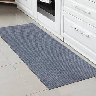 Ottomanson Non-Slip Rubberback Solid 3x5 IndoorOutdoor Runner Rug 2 ft. 7 in. x 4 ft. Gray Polypropylene Garage Flooring SRT703-3X4