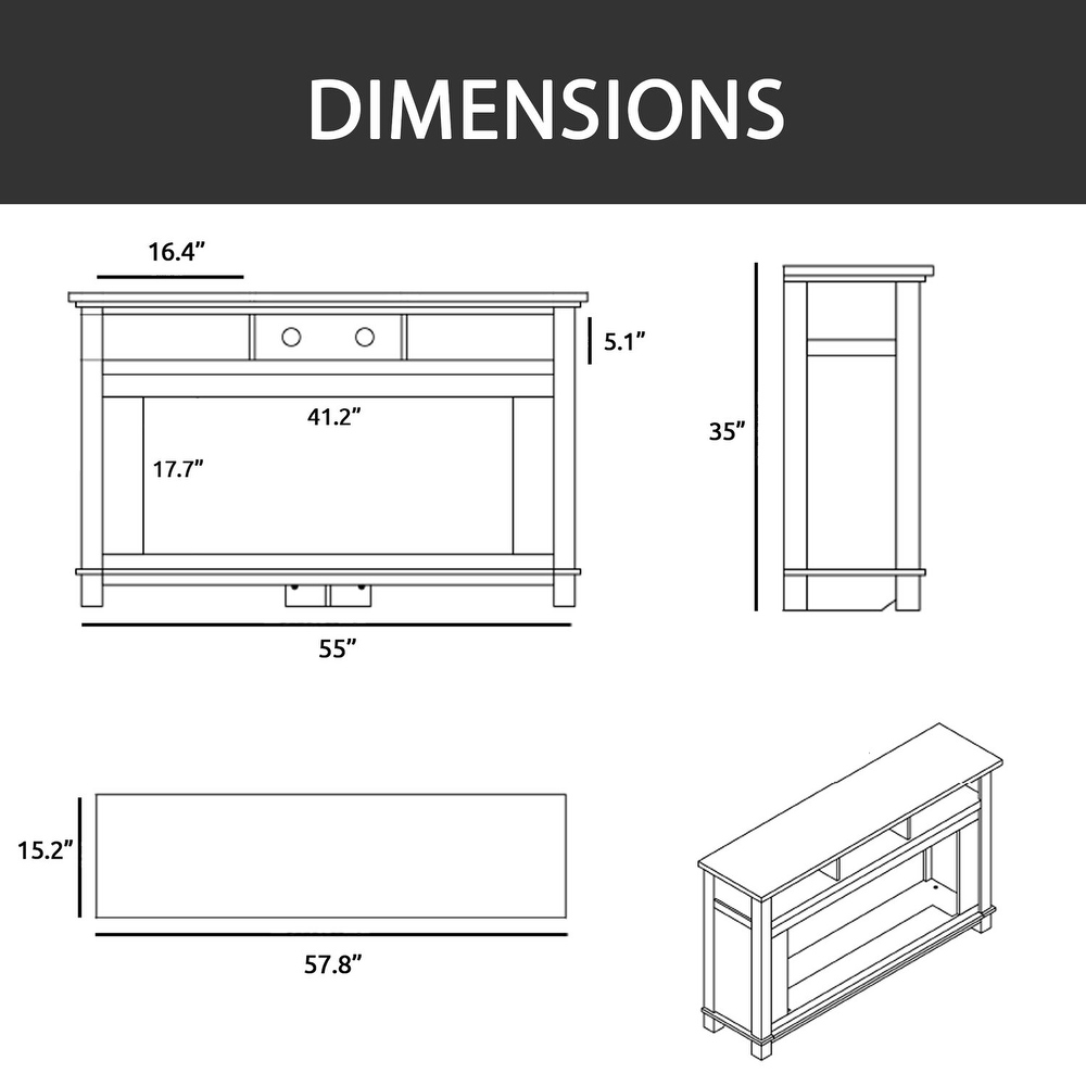 Hanover Winchester Electric Fireplace TV Stand and Color Changing LED Heater Insert with Crystal Rock Display  Mahogany