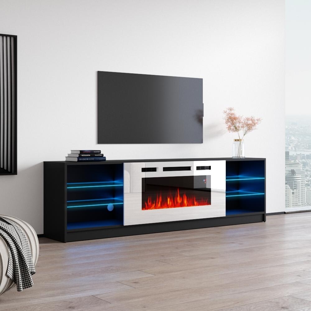 Boston WH01 79 inch Modern Electric Fireplace TV Stand