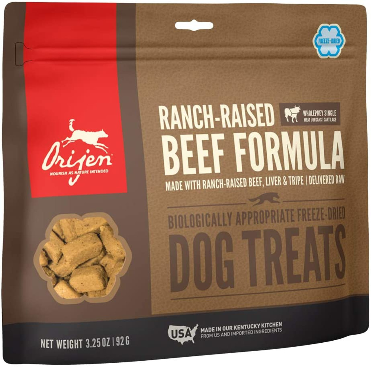 Orijen Freeze-Dried Ranch-Raised Beef Dog Treats， 3.25 Oz. Bag