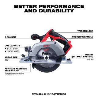 MW M18 18V Lithium-Ion Cordless Oscillating Multi-Tool with Reciprocating Saw and 6-12 in. Circular Saw 2626-20-2621-20-2630-20