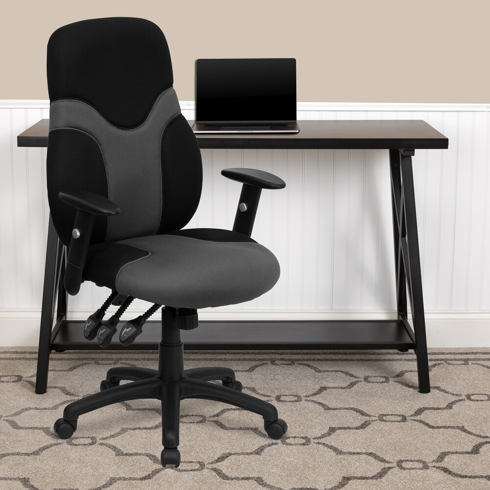 High Back Ergonomic and Gray Mesh Swivel Task Chair with Adjustable Arms