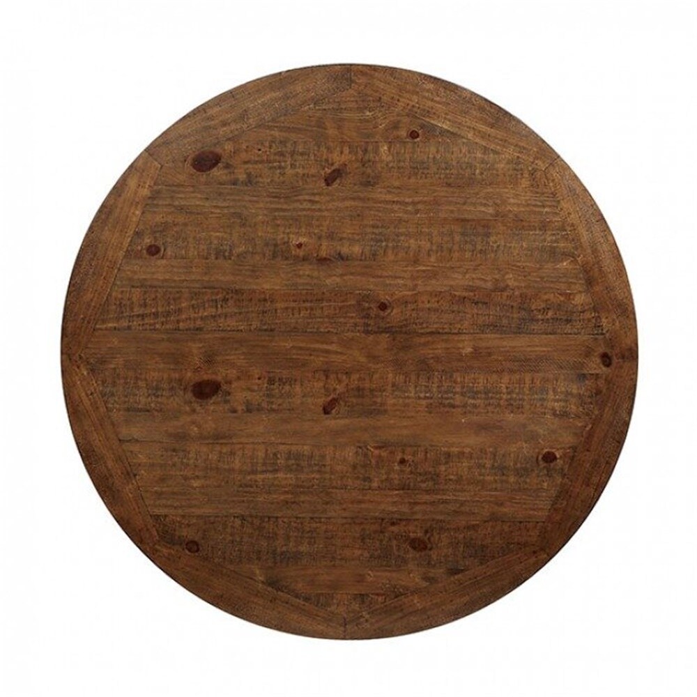 Round Dining Table with Curved Legs in Distressed Dark Oak