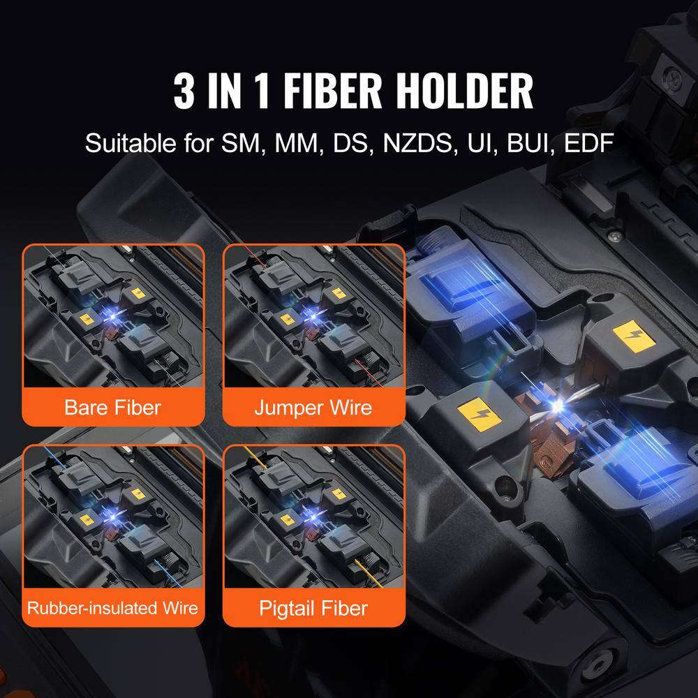 VEVOR Fiber Fusion Splicer 6 Motor Optical Fiber Cleaver Kit Auto Focus with 5 in. Digital LCD Screen 3in1 Holder for Splicing GXRJJXXDZ6MC0WBPGV5