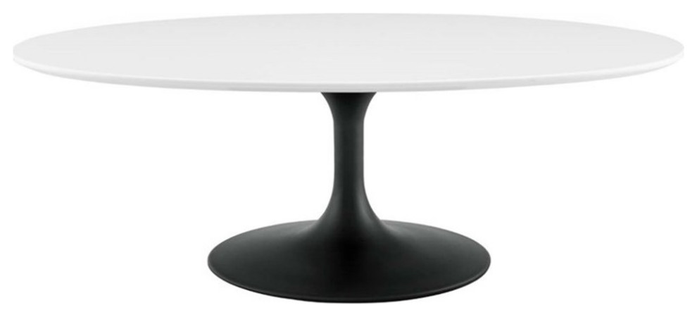 Modway Lippa 42 quotOval Shaped Wood and Metal Coffee Table in Black/White   Midcentury   Coffee Tables   by Homesquare  Houzz