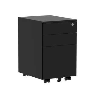 Silverpark Black-02 3-Drawer Metal Mobile Pedestal File Cabinet HNSBRA211123011