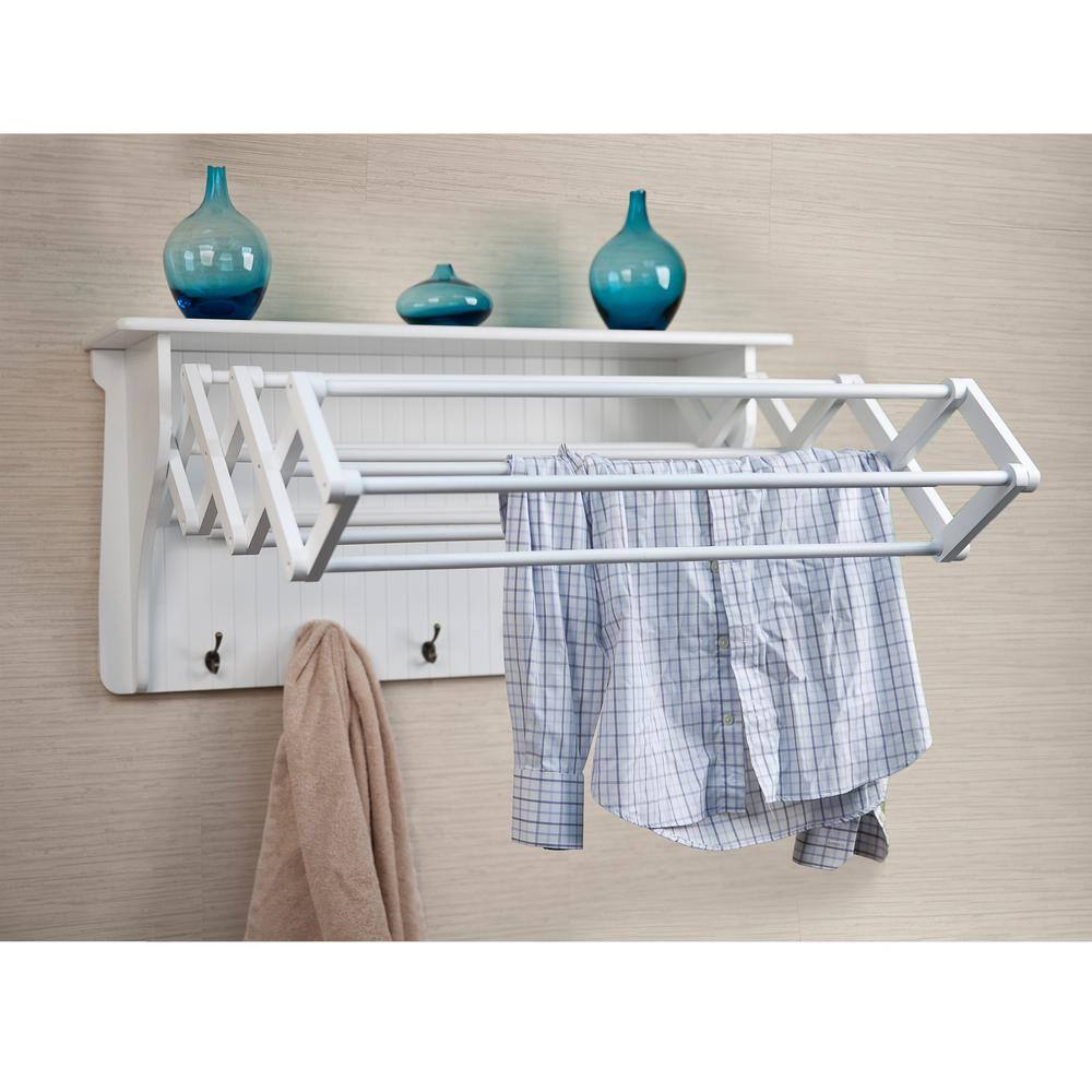 DANYA B 36 in. White Wall Retractable Accordion Drying Rack BQ0734