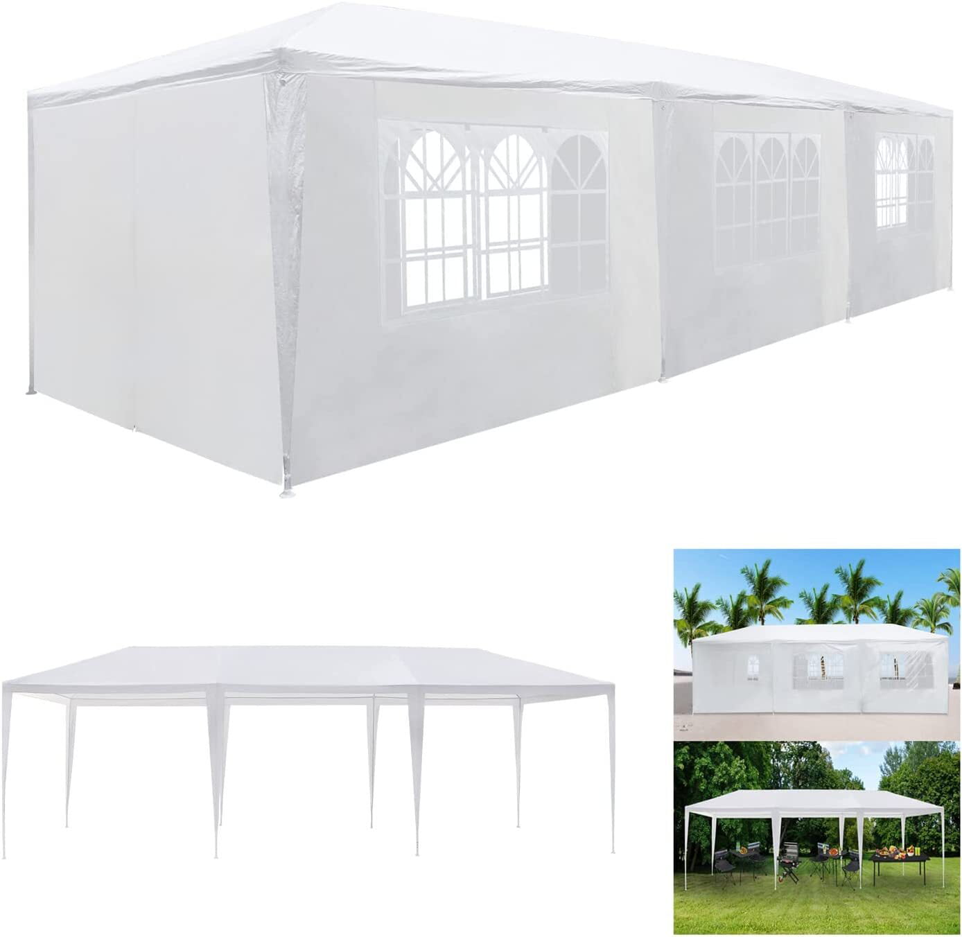 Outdoor Canopy Tent 10x30 ft Party Tent with 8 Side Walls for Parties/Event/Wedding/Car Canopy Tent/Garden Gazebo Shade Tent