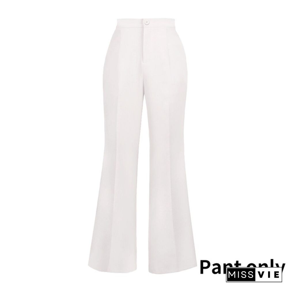 Women 2 Piece Elegant Women Blazer Sets Buttons White Wide Leg Pant Suits Fashion Casual Professional Party Office Business Outfits