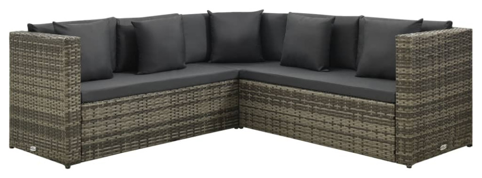 vidaXL Patio Furniture Set 4 Piece Outdoor Sofa with Coffee Table Rattan Brown   Tropical   Outdoor Lounge Sets   by vidaXL LLC  Houzz