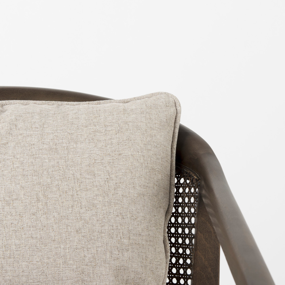 Landon Light Gray Fabric w/ Dark Brown Solid Wood  ampCane Back Accent Chair   Tropical   Armchairs And Accent Chairs   by Mercana  Houzz